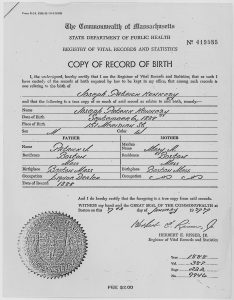 Historical archival vital document example displaying an official registry birth ledger card from NARA files